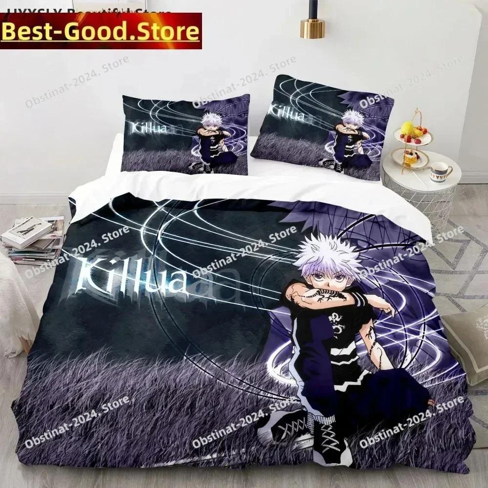 Hunter X Hunter Bedding Set Japanese Anime Printed Single Comforter Quilt Duvet Cover Pillow Case 3 Pieces Sets Kids Adult Size