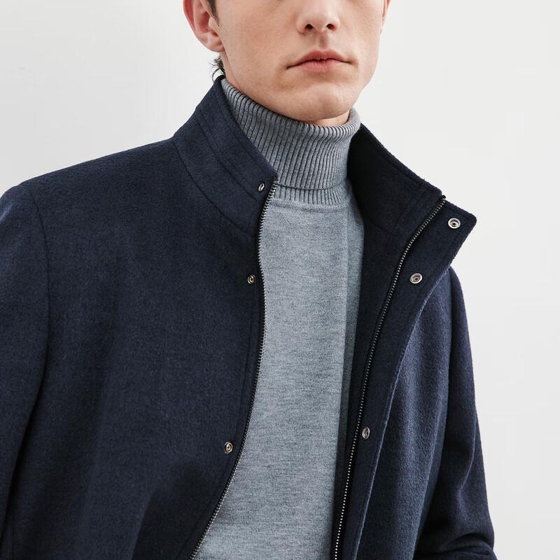 SEPTWOLVES Men's Stand Collar Wool Blend Coat