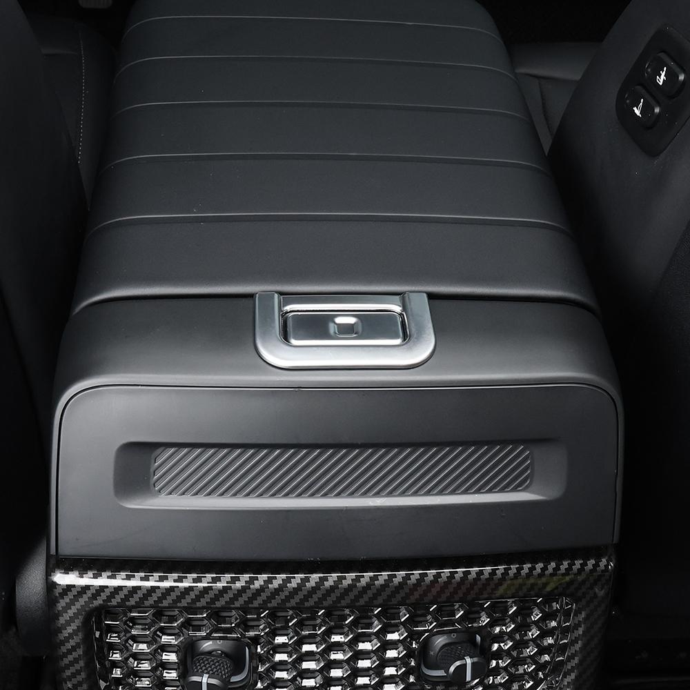 2PCS ABS Black Carbon Fiber Silver Storage Box Button Frame Cover Trim For KiA TASMAN 2025 2026 Accessories