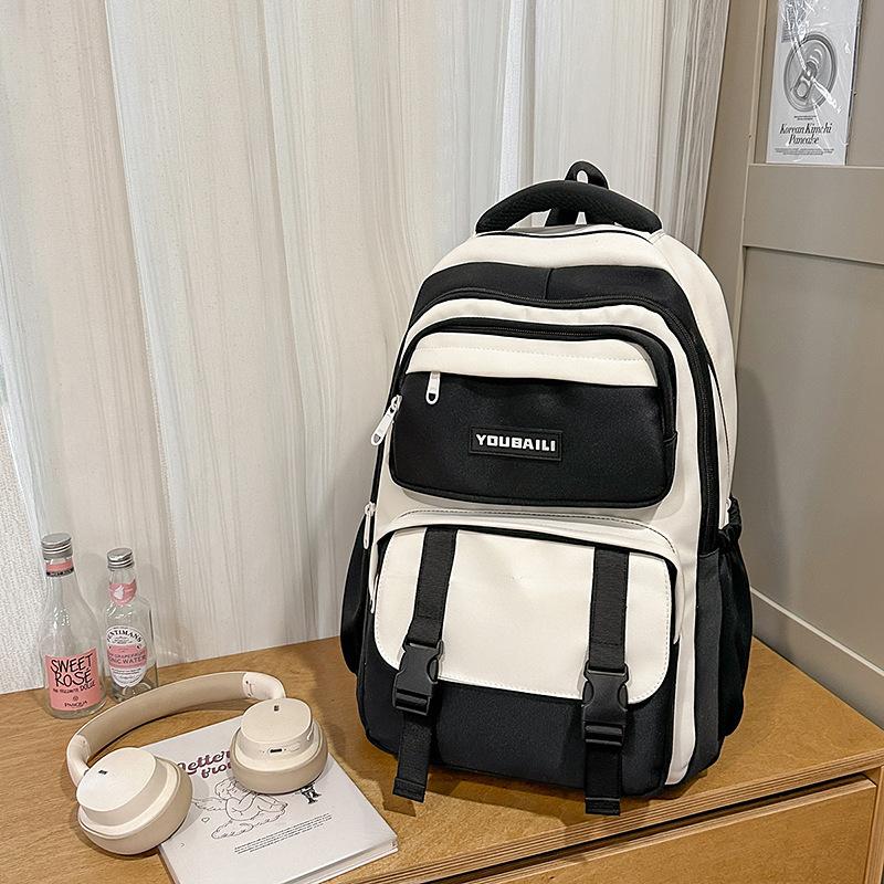 New High-value College Style, Fresh and Sweet Backpack, Contrasting Color Splicing Make-up Bag, Junior High School Student Backpack