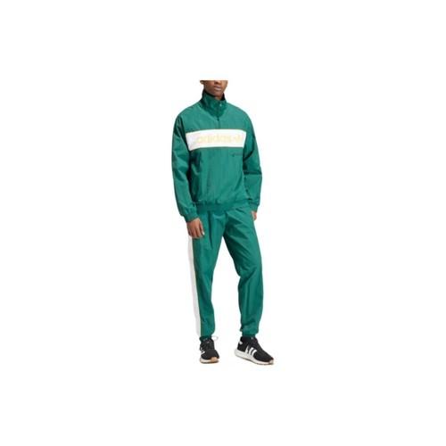 adidas Originals Men's Green Stand Collar Short Zip-Up Long-Sleeve Windbreaker