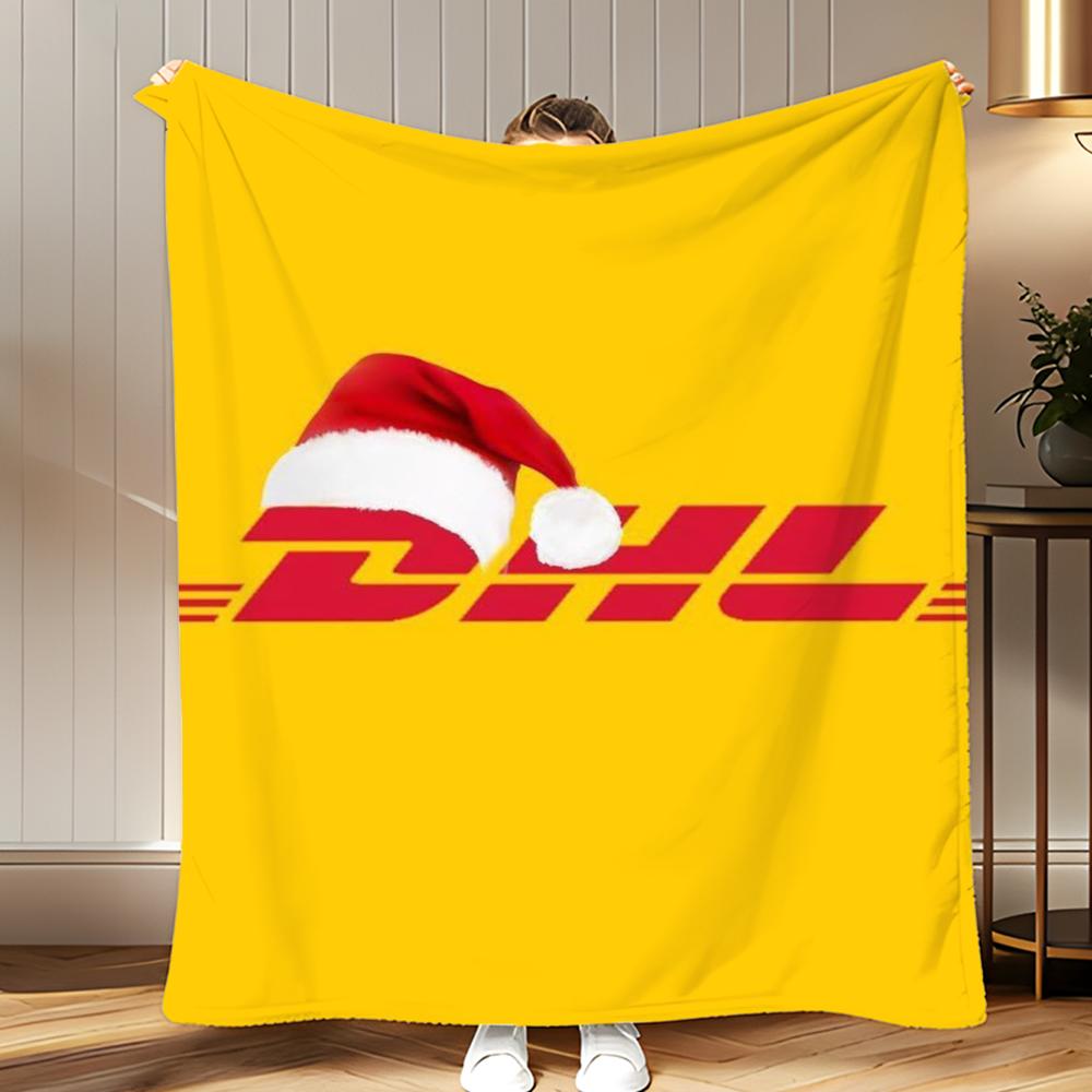 Beliebte Logistikmarke DHL Express Weiche Korallenfleece-Decke 310 g/m² Flauschig Warm zum Werfen für Sofa Bett Couch Schlafzimmer Dekor