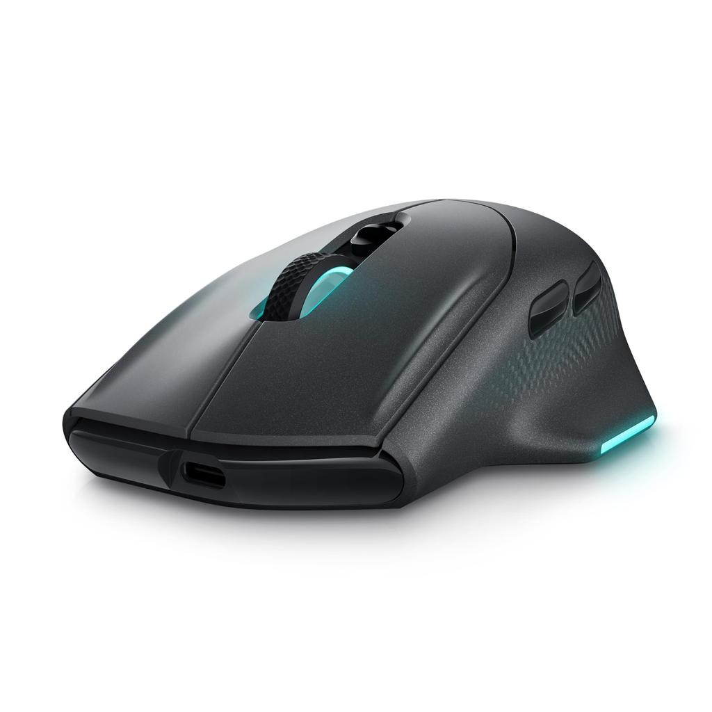 Alienware Wireless Gaming Mouse AW620M Dark Side of the Optical 1KHz Polling 26000 DPI 650 Lightweight Million RGB - Moon, 7-Button, Sensor, Rate, (5