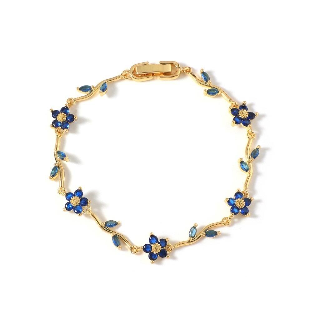 Multiple Color Flower Rhinestone Bracelet Elegant Zircon Hand Chain Party