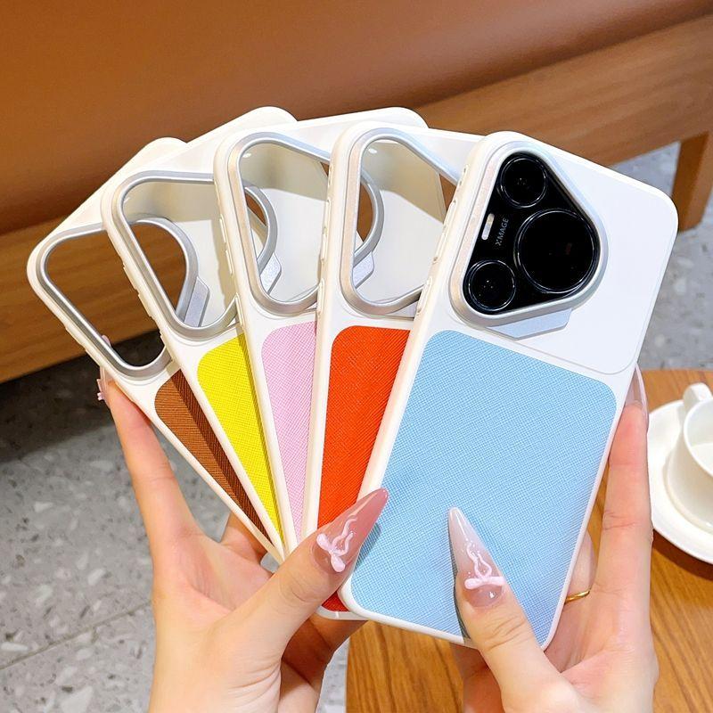 Case For Huawei Pura 90 Pro Max 80 Pro Pura 70 Dopamine Leather Texture Color Block Shockproof Bumper Phone Cover Shell