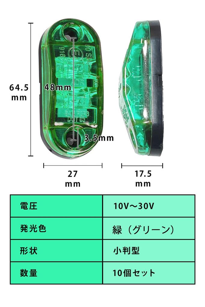 murabantech 10pcs Small LED Marker Lamp 24V Side Marker Decor Truck Euro Waterproof Lighted Green