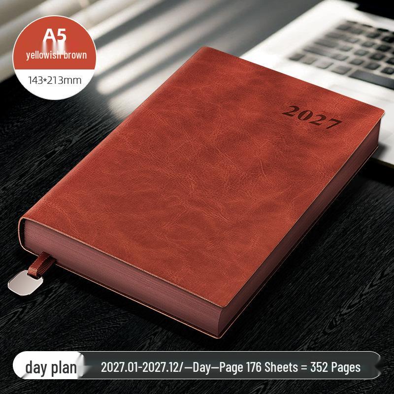 2026 A5 Planner: Soft Leather Cover, Annual Calendar, Custom LOGO Efficiency Notebook