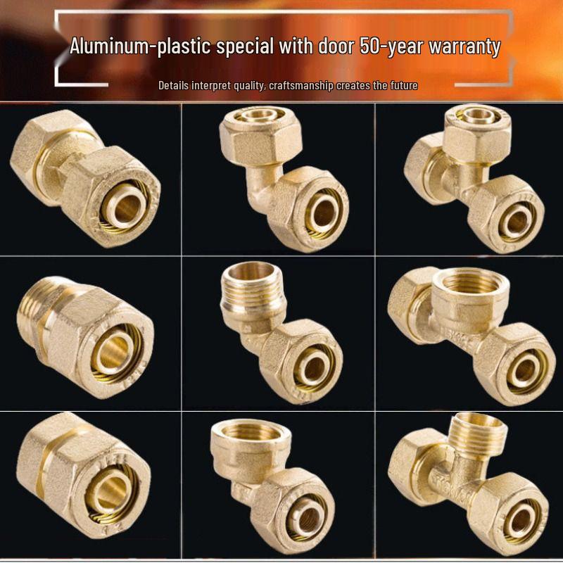1216 Solar Water Heater Aluminum-Plastic Pipe Fitting, 4 & 6 Points, 1620 Copper Fitting with Internal/External Thread Elbow Tee.