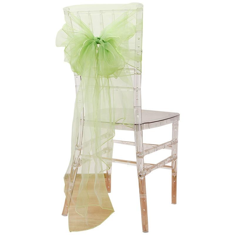 Sheer Organza Chair Sashes 275cm Wedding Chair Bows Back Veil Chair Cover Sashes for Bridal Shower Party Banquet Event 10Pcs Set