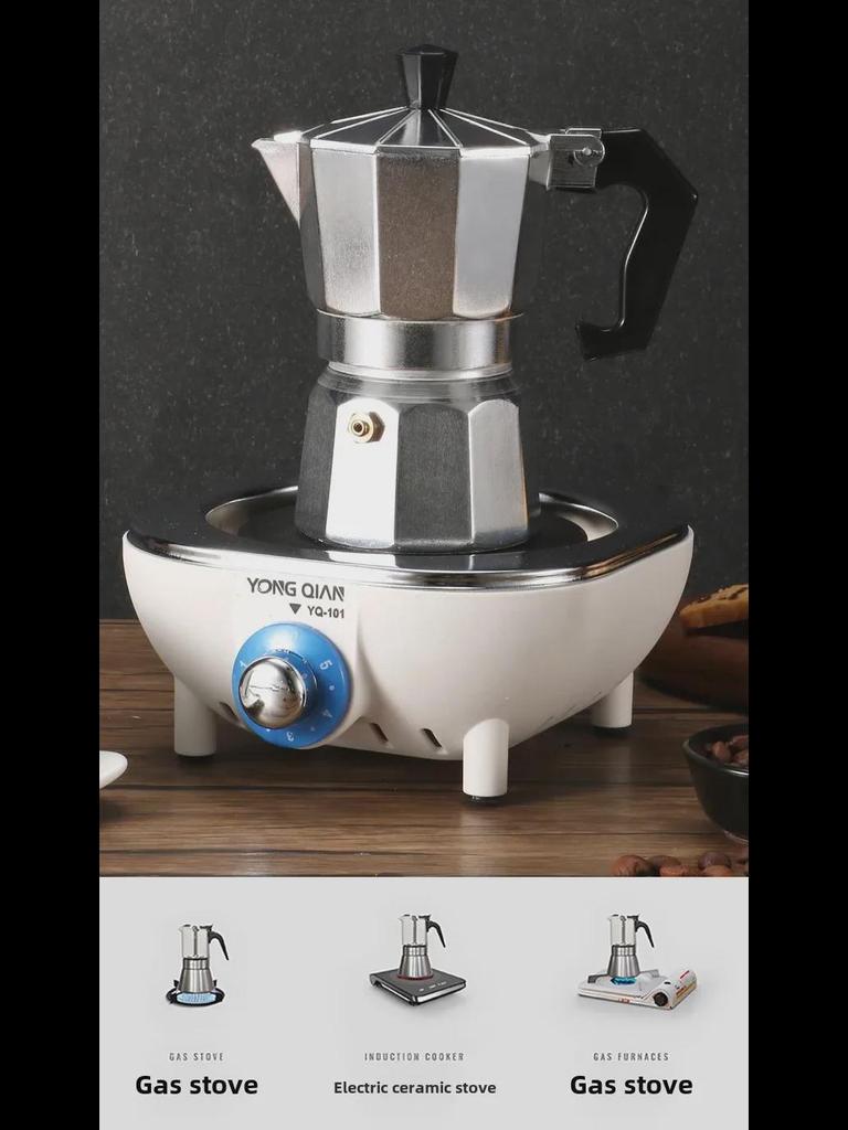 Achteckiges Moka-Espresso-Kaffeemaschinen-Set aus Aluminium für den Außenbereich