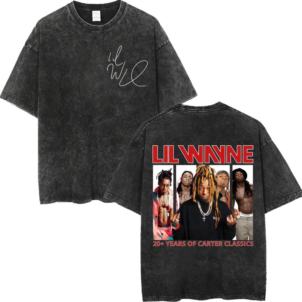 Vintage Washed Rapper Lil Wayne Graphic T Shirts Men Women High Quality Fashion Oversized Tshirts Summer Casual Cotton Tshirt