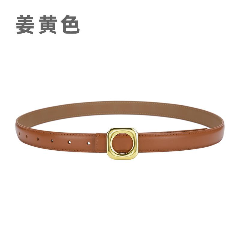 Four Seasons Available Belts Women'S Fashion Versatile Trendy Decoration Suit Leather Thin Belt Square Buckle Leather Ins Style Jeans Belt