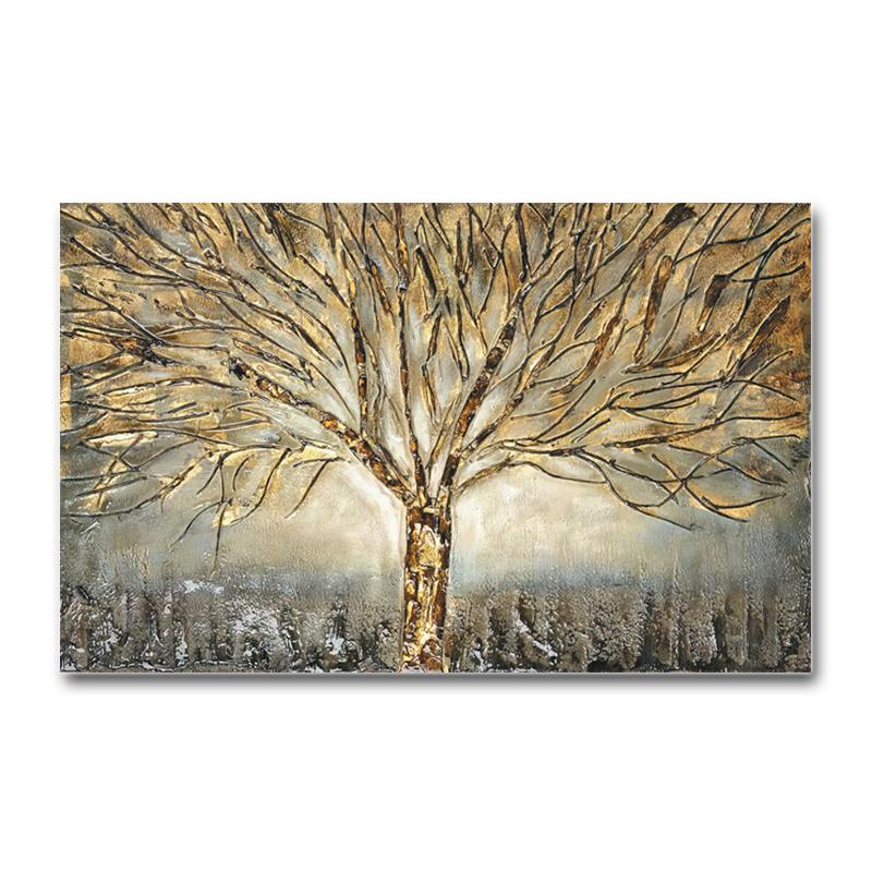 Abstract Art Golden Tree Oil Painting Modern Prints Pictures and Posters Nordic Living Room Home Wall Decoration Cuadros