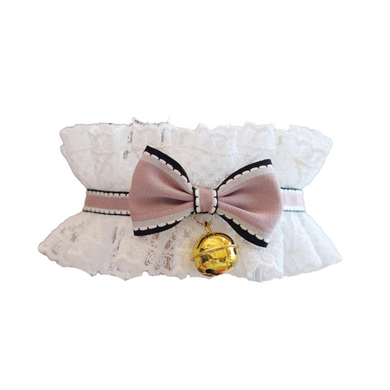 Fashionable Pets  Lace  Collar With Bell Bowknot Bib Breathable Necklace Accessories Decoration For