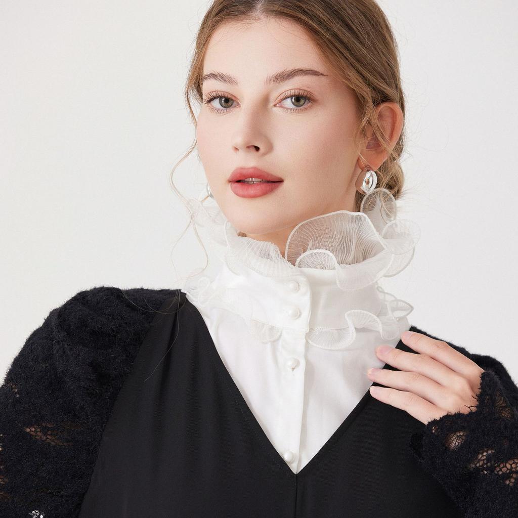 Ruffles Stand Shoulder Fake Collar Ladies Removable Neck Shawl Wrap Shirt Detachable False Collar Clothes Accessory