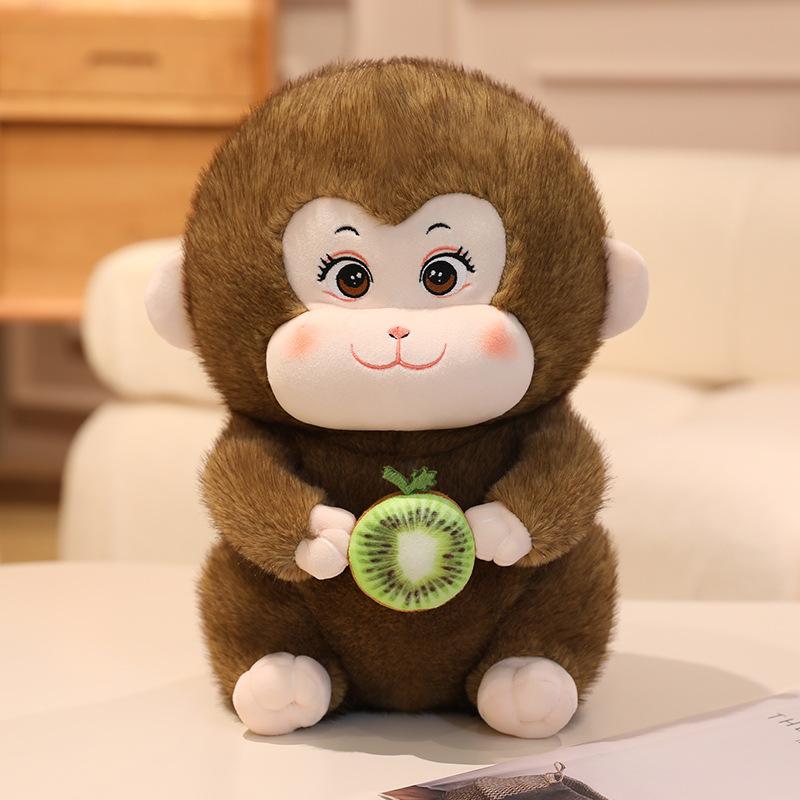 Cute Cute Sitting Kiwi Monkey Doll Plush Toy Little Monkey Doll Boy Soothing Doll