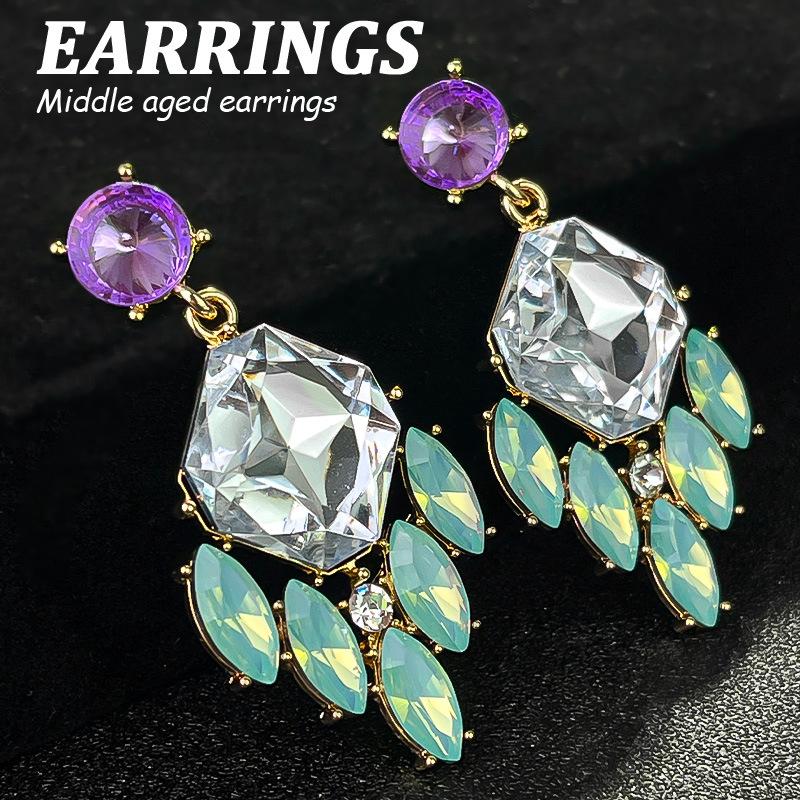 Boucles d'oreilles pendantes Zircon Fleur Colorée pour Femmes, Boucles d'oreilles pendantes Statement pour Fête & Usage Quotidien