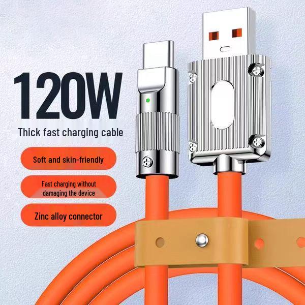 120W Super Fast Charge 10A Type-C Cable - Liquid Soft Rubber, Thickened for Durability