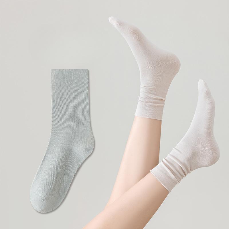 

Женские весенне-осенние простые теплые однотонные хлопковые носки-гольфы 1 pair зелёный