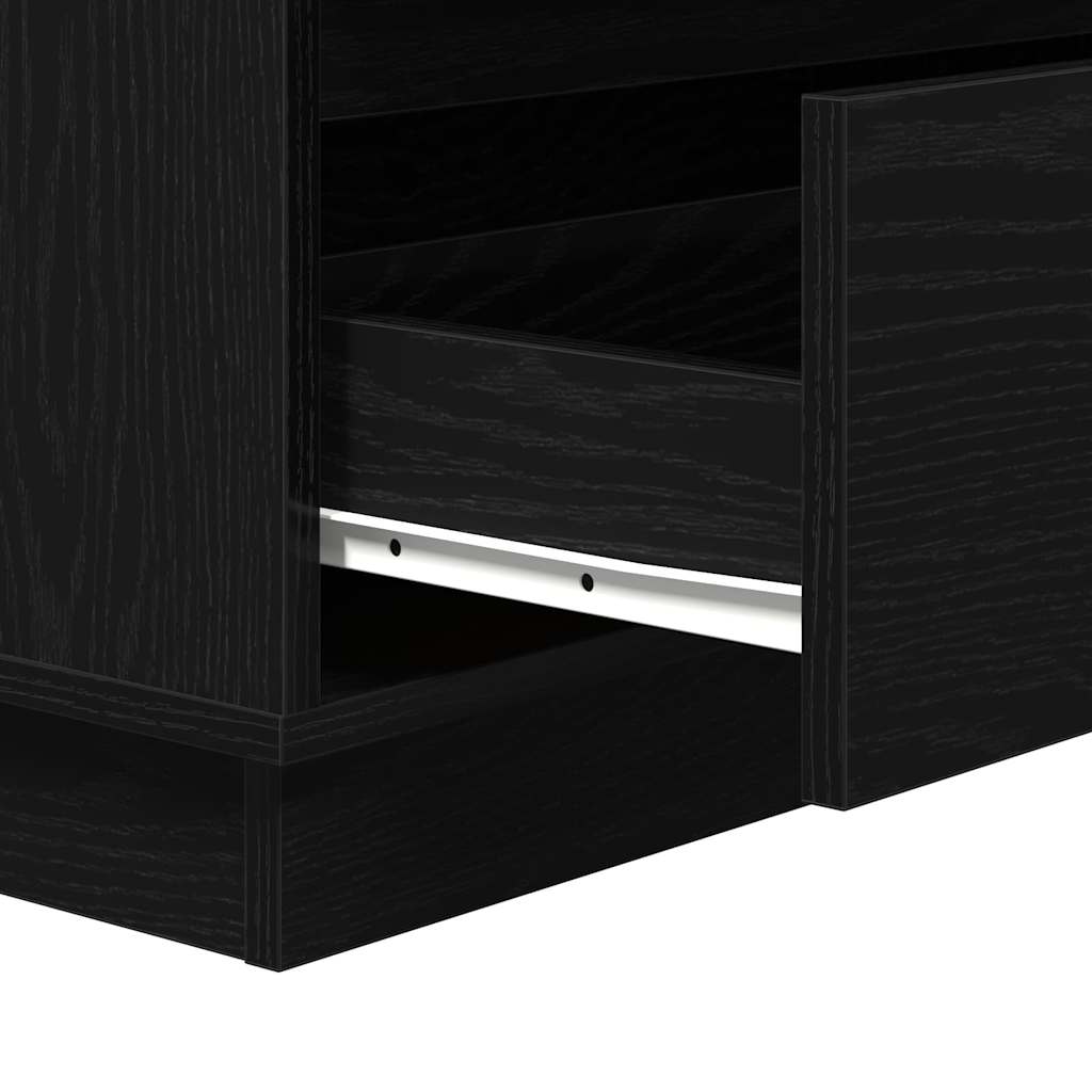 Nightstand Black Oak Look 71 x 34.5 x 75 cm Engineered Wood