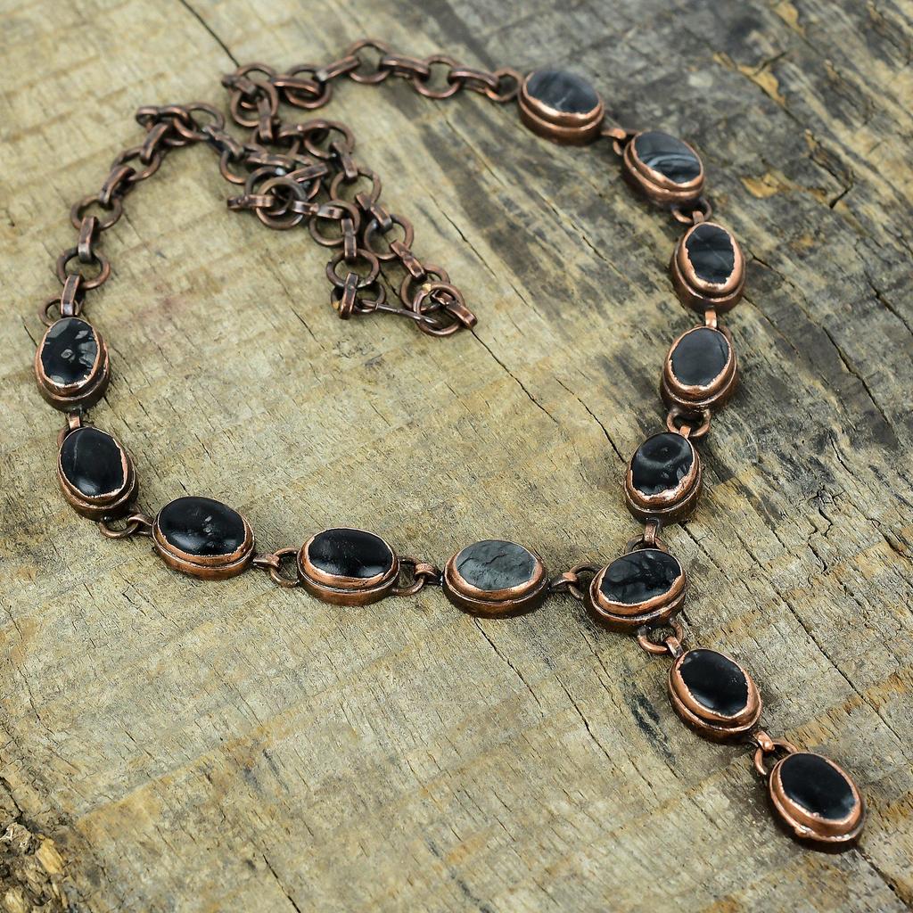 Picasso Jasper Necklace Electroformed Copper Necklace Adjustable Chain Necklace Handmade Copper Jewelry Real Gemstone Necklace Gifts for Her