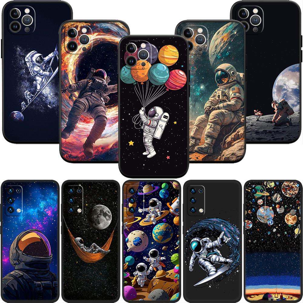 PP7 Astronaut Space Moon Soft Shell Phone Case for OPPO A3 Pro A72 A74 A76 A77 A77S A78 A79 A94 A95 A18 A40M A58