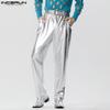INCERUN Spring Men's Silver Straight Loose Shining Maxi Trousers