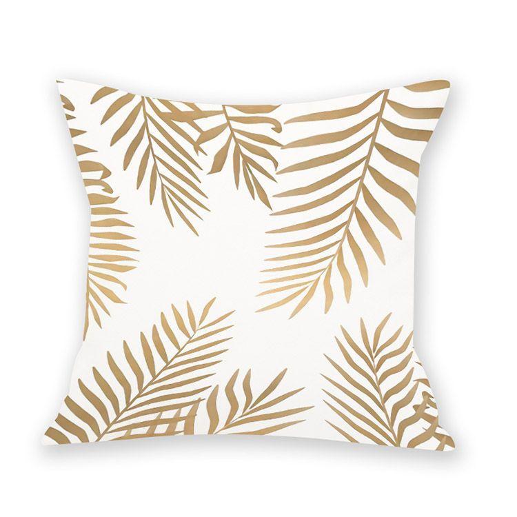 Printed Imitation Gold-pinning Plush Creative Leaf Pillowcase Style Pillow Waist Sofa Decoration
