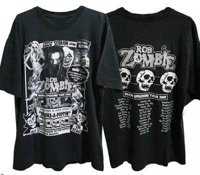 2002 Rob Zombie Demon Speeding Tour Réplica camiseta negra clásica