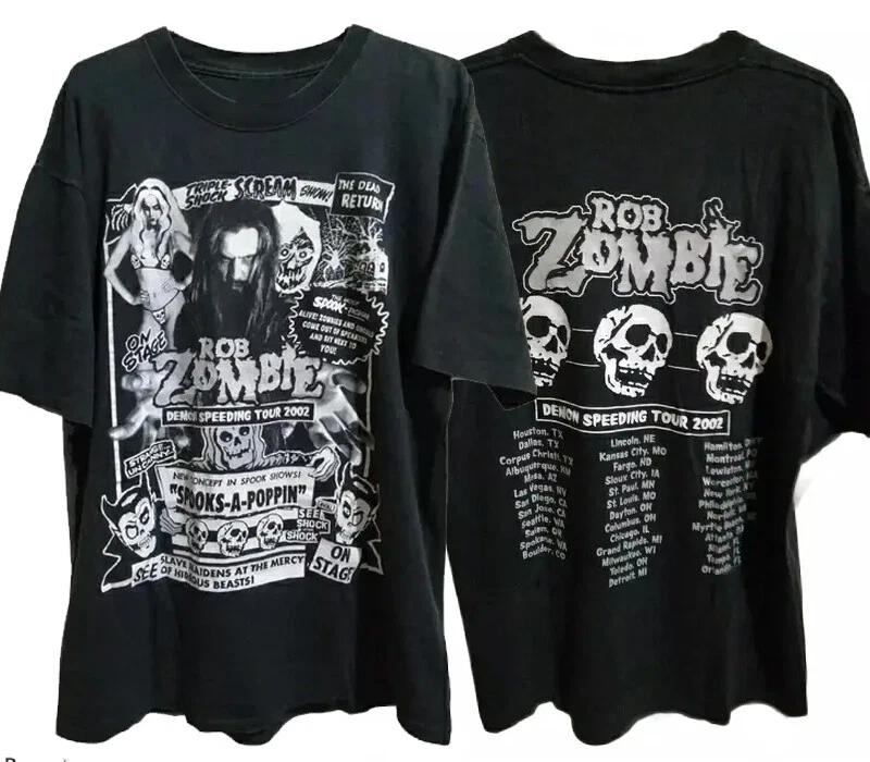 2002 Rob Zombie Demon Speeding Tour Репринт черная футболка классическая L