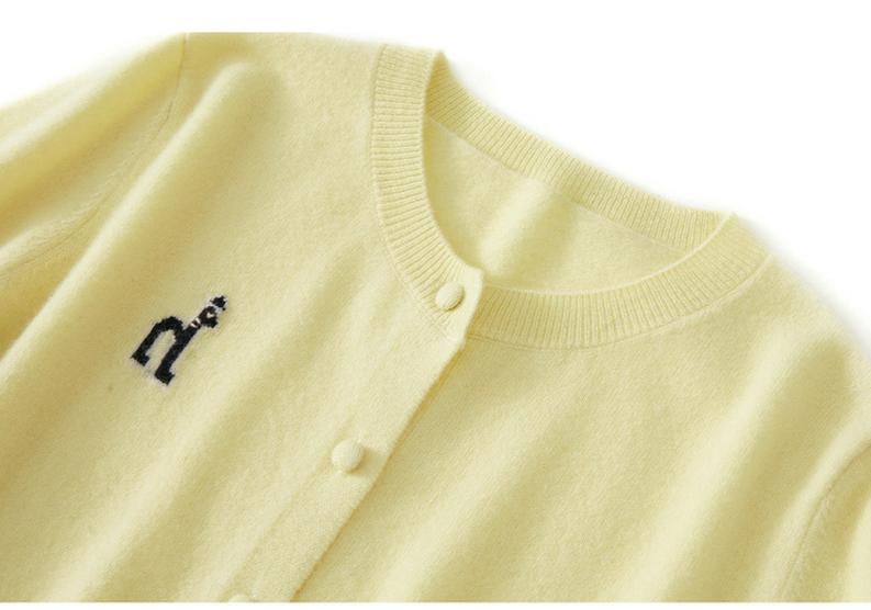 Embroidered Cashmere & Alpaca Cardigan - Women's Waist-Cinching Knitwear for Autumn/Winter