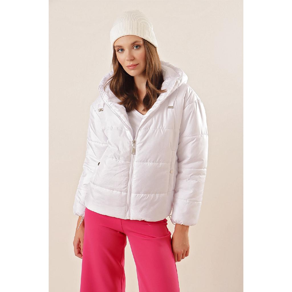 Damen-Daunenjacke mit Kapuze und Reißverschluss Y20w110-7115