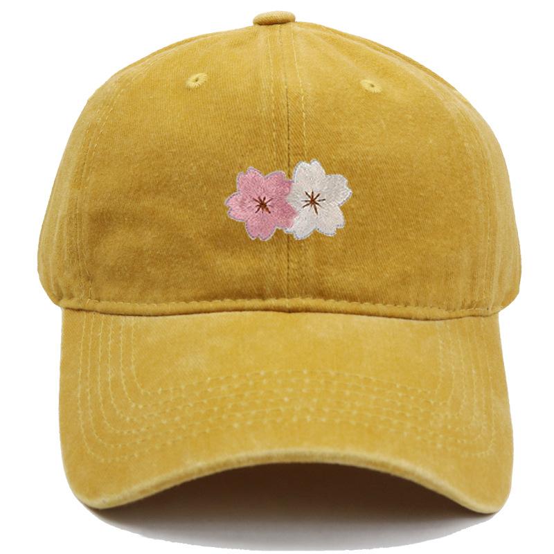 Flower Embroidery 100% Cotton Washed Cherry Blossom Cowboy Hat Summer Hat Luxury Man Hat Golf Designer Golf Women Men'S Dad Hats