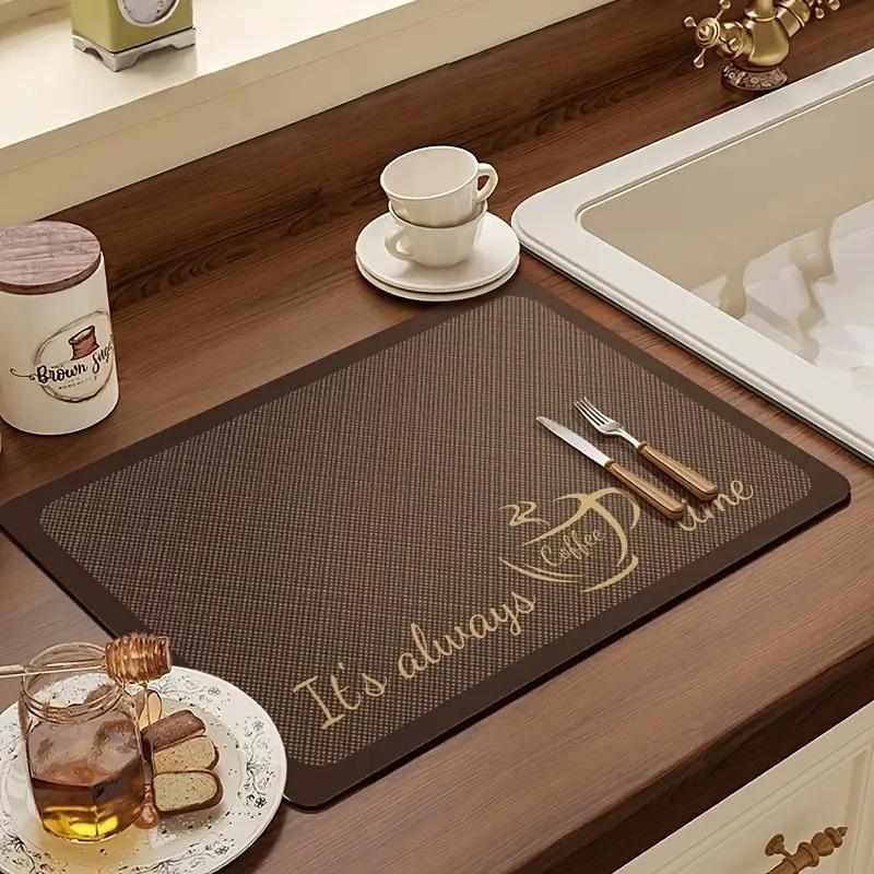 Coffee Printing Absorbent Mat Kitchen Antiskid Draining Coffee Dish Drying Quick Dry Bathroom Drain Pad Tableware Mats Decorate