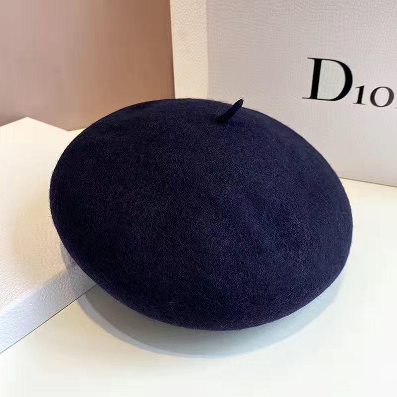 Elegant And Fashionable Solid Color Wool Thick Beret Winter Hat For Travel Shopping Warmth Vintage Painter And Parent-Child Hat