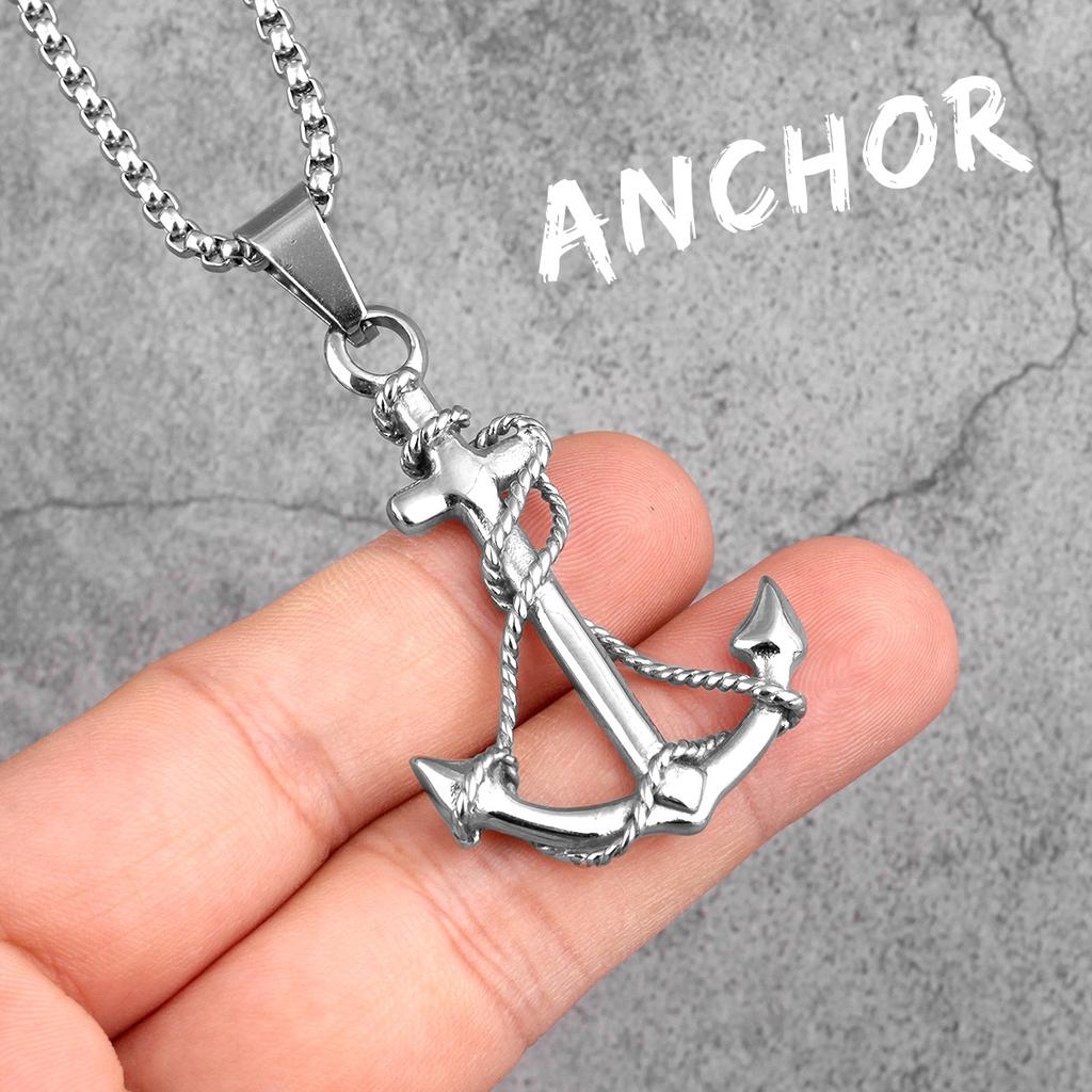 Golden  Color Anchor Men Necklaces Pendants Chain Punk for Boyfriend Male Stainless Steel Jewelry Creative Gift Wholesale