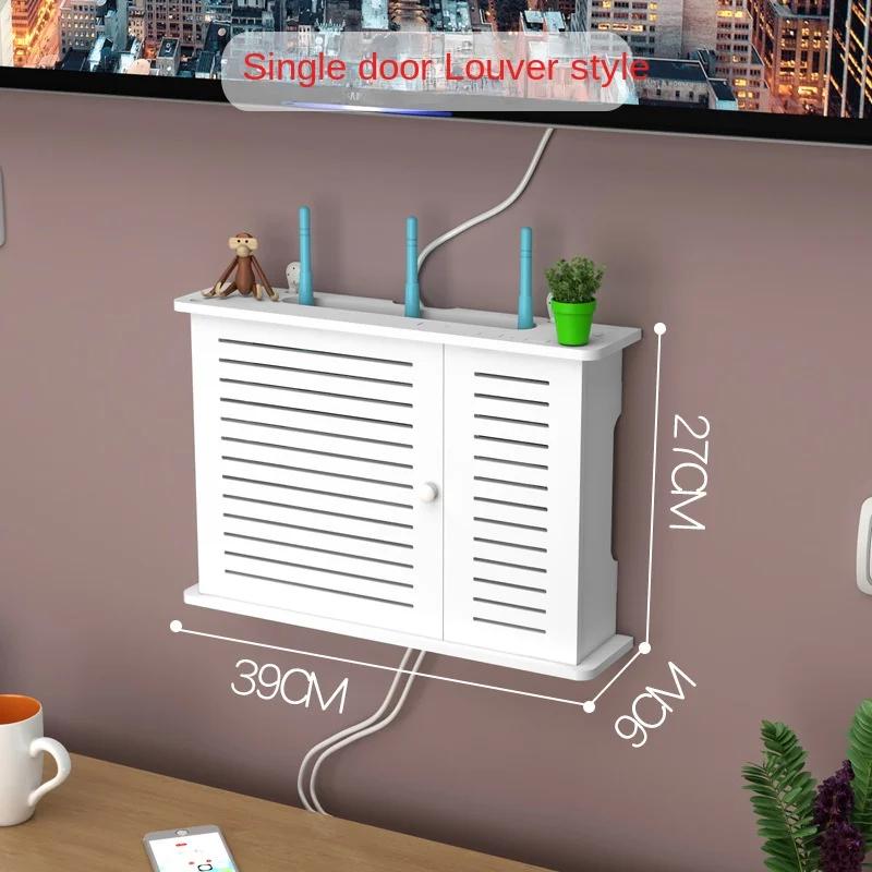Punch-free Double Layers Wall Shelf Wireless Wifi Router Storage Box Cable Power Plus Wire Bracket Plug Board DIY Home Decor