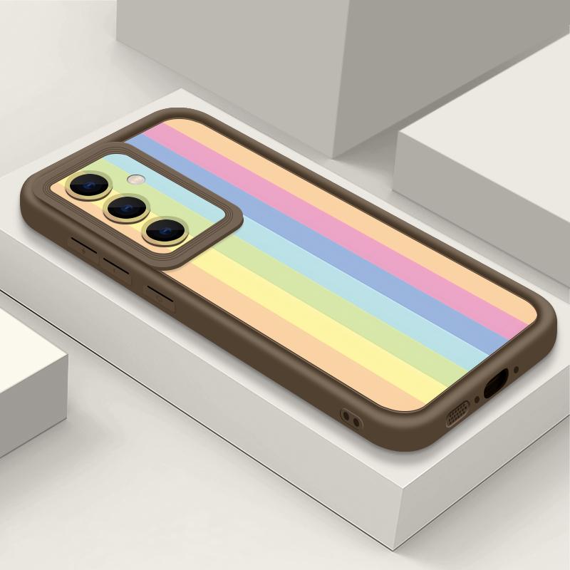 Floral Stripe Pattern Case For Samsung A57 A37 A27 A17 S26 Ultra S25 FE A56 A36 A16 A55 A35 A15 A54 5G S21 S22 S23 S24 Plus Shockproof Bumper Cover