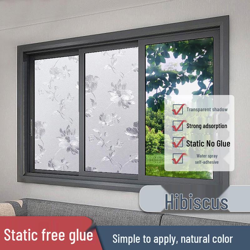 Matowa Folia Statyczna na Okno - Prywatność i Ochrona przed Podglądaniem, Bezklejowa Naklejka na Szkło do Salonu