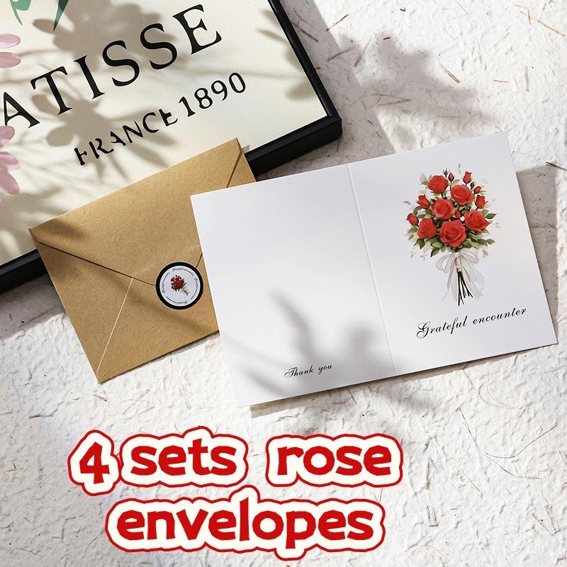 1/4/8 sets Flower Bouquet Cards with Envelopes for Thank You, Wedding, Valentine, Christmas, Birthday, Parents, Wife, Teacher