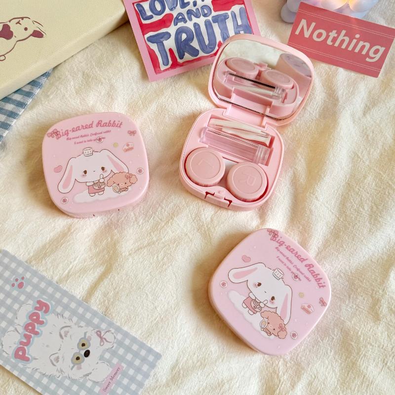 New Portable Contact Lens Case Cute Cartoon Contact Lens Box Travel Kit For Girls Beauty Lens Storage Container