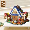 Holzhaus Straßenansicht Puzzle zusammengebaute Bausteine für Jungen und Mädchen Kinderspielzeug Desktop-Ornamente Weihnachtsgeschenke