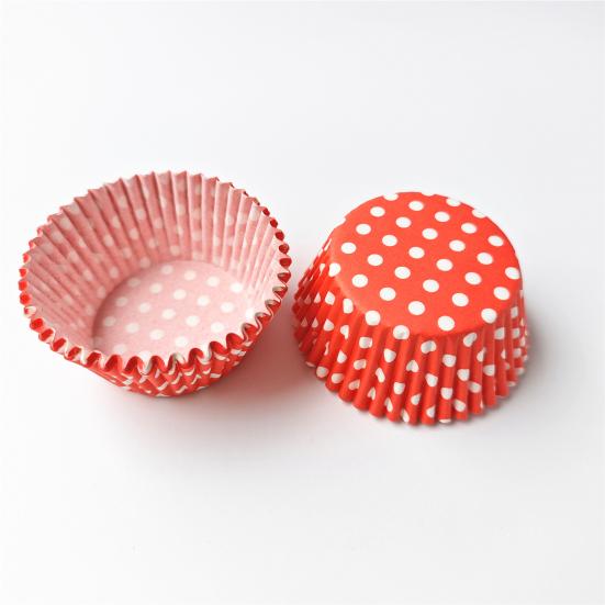 Food Grade Baking Paper 100PCS Disposable Cupcake Liners, Food-Grade Greaseproof Cups, Polka Liners Dot Print Standard Muffin Molds for Home