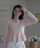 DEHEVE V-Neck Flare Shirring Knit [Pink]