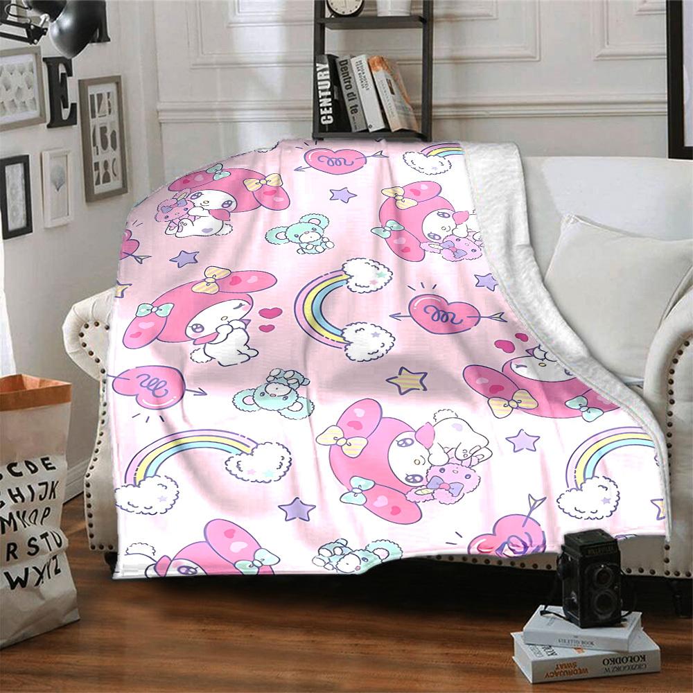 1pc My Melody blanket Lightweight Flannel Throw for Sofa Bed Travel Camping Livingroom Office Couch Chair