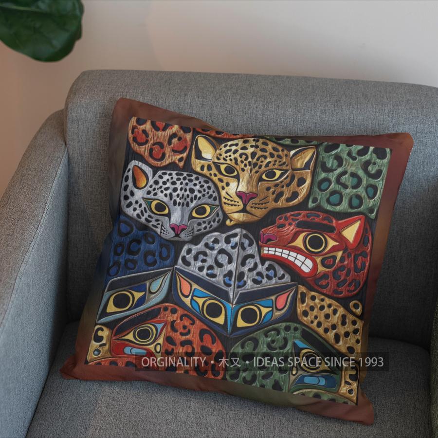 2D Exotic Leopard Head Pillowcase With Ornate Design Pattern Cushion Cover Suitable For Sofa Bedroom Car Pillow Cover