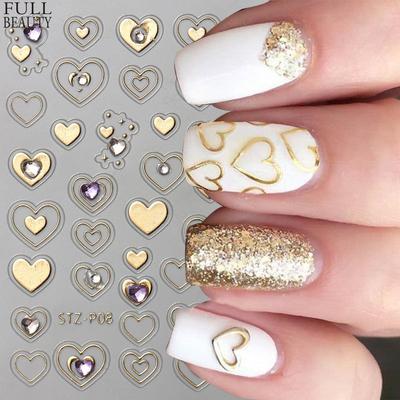 Metalowe Złote Srebrne Naklejki Na Paznokcie Serca Gwiazdy Naklejki Na Paznokcie Suwaki Manicure Dekoracje