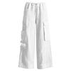 Pantaloni da Donna Casual a Vita Alta a Gamba Larga per Vacanze al Mare con Tasche