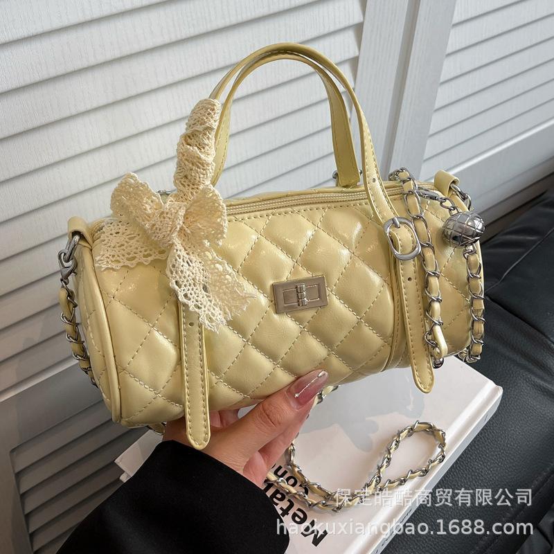 Rhombus embroidery thread small bag women's 2025 new summer super fire chain messenger bag exquisite versatile portable small bag