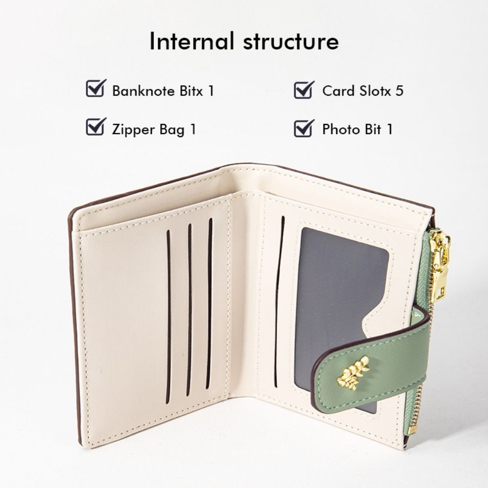 Slim PU Leather Short Wallet INS Multi-Cards Zipper Coin Purse Hasp Small Flowers Card Bag Wallet Zipper Hasp For Women Girl